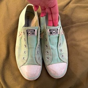 Mint green converse shoes